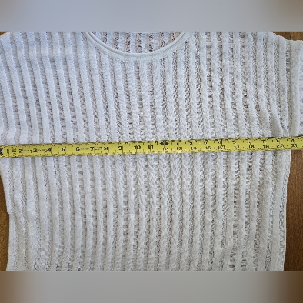 Commense Sheer White Ribbed Sweater Top Small - Picture 6 of 8